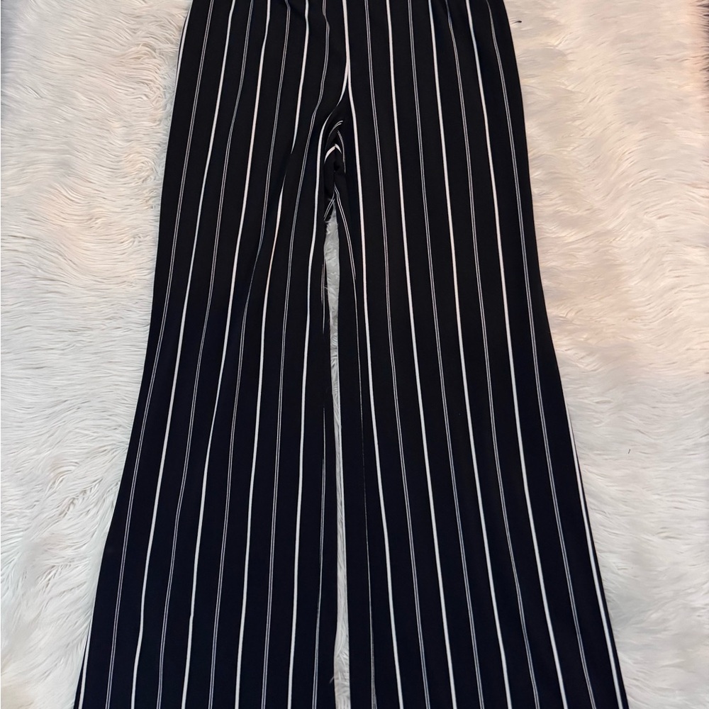 Express Black and White Striped Wide-Leg Pants